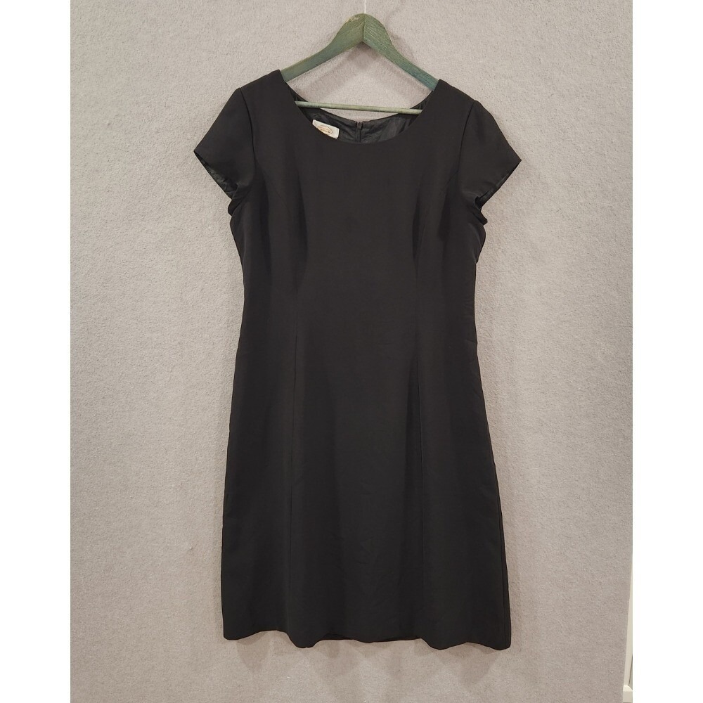 Vintage Y2K Talbots Midi Dress Black Career LBD‎ Little Black Dress 14 Lined